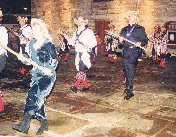 David and Gill join in the dancing outside the reception at the Square Tower