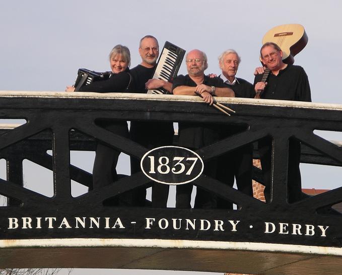 The band with Hugh at the Greyhound Inn, Sutton Stop