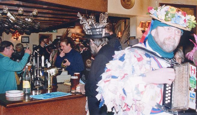 The bar at the Harvester suddenly gets very busy - Pete B of Hereburgh provides background music