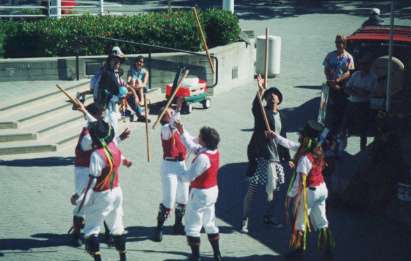 Berkeley give it some stick at Jack London Square, Oakland, July 2001