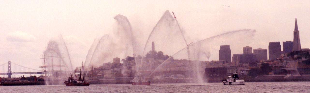 Opening day on the bay - parade led by fireboats