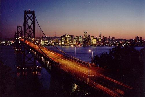 Night view of Bay Bridge from Yerba Buena Island