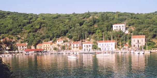 The fleet moored in Kioni harbour, Ithaka