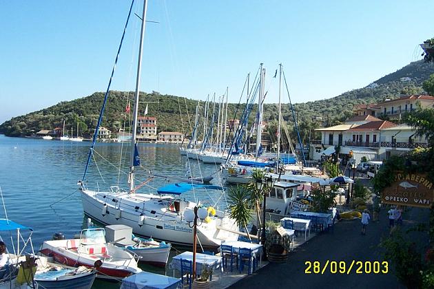 Our first view of the Beneteaus in Sivota harbour