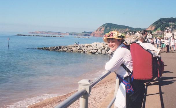 Lynne soaking up a few rays on the prom