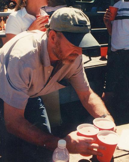 Steve the ace Holding Co barman serves beer even on his day off